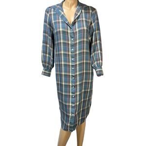 Lauren RALPH LAUREN LRL Shirt Dress Blue Pink Gray Plaid Button Women's Size 6